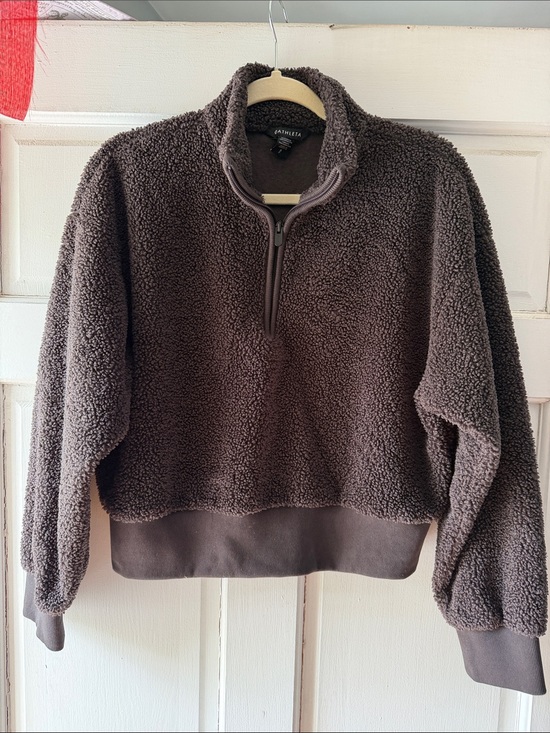 Athleta Tops - Athleta Dark Brown Sherpa Half-Zip Pullover